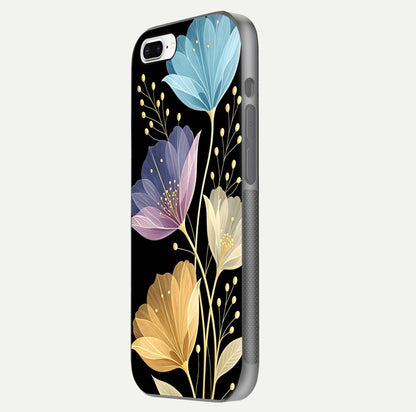 Flower Bloom Glow Glass Case for iPhone 7 Plus side-angle image capturing gloss reflection and flower glow