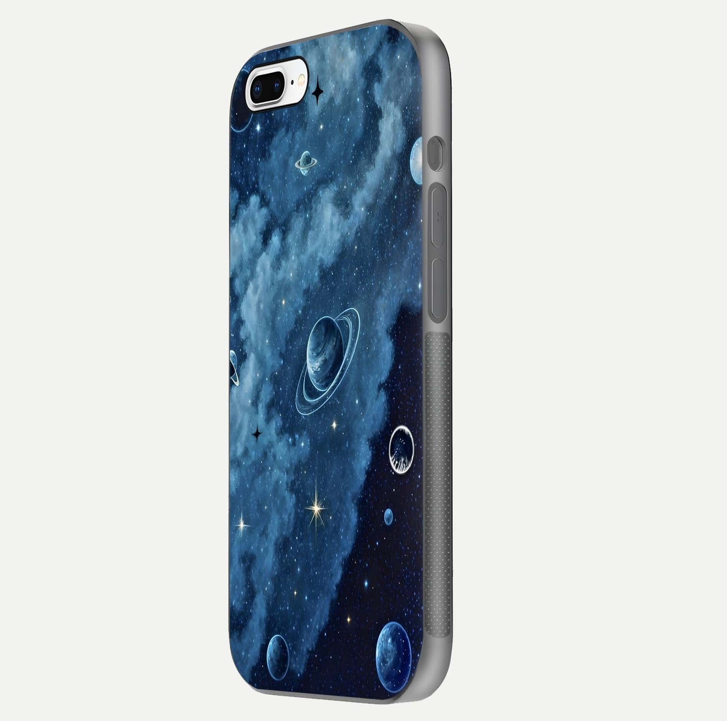 Galaxy Dream Space Glass Case for iPhone 7 Plus side-angle image capturing reflection clarity and galactic texture