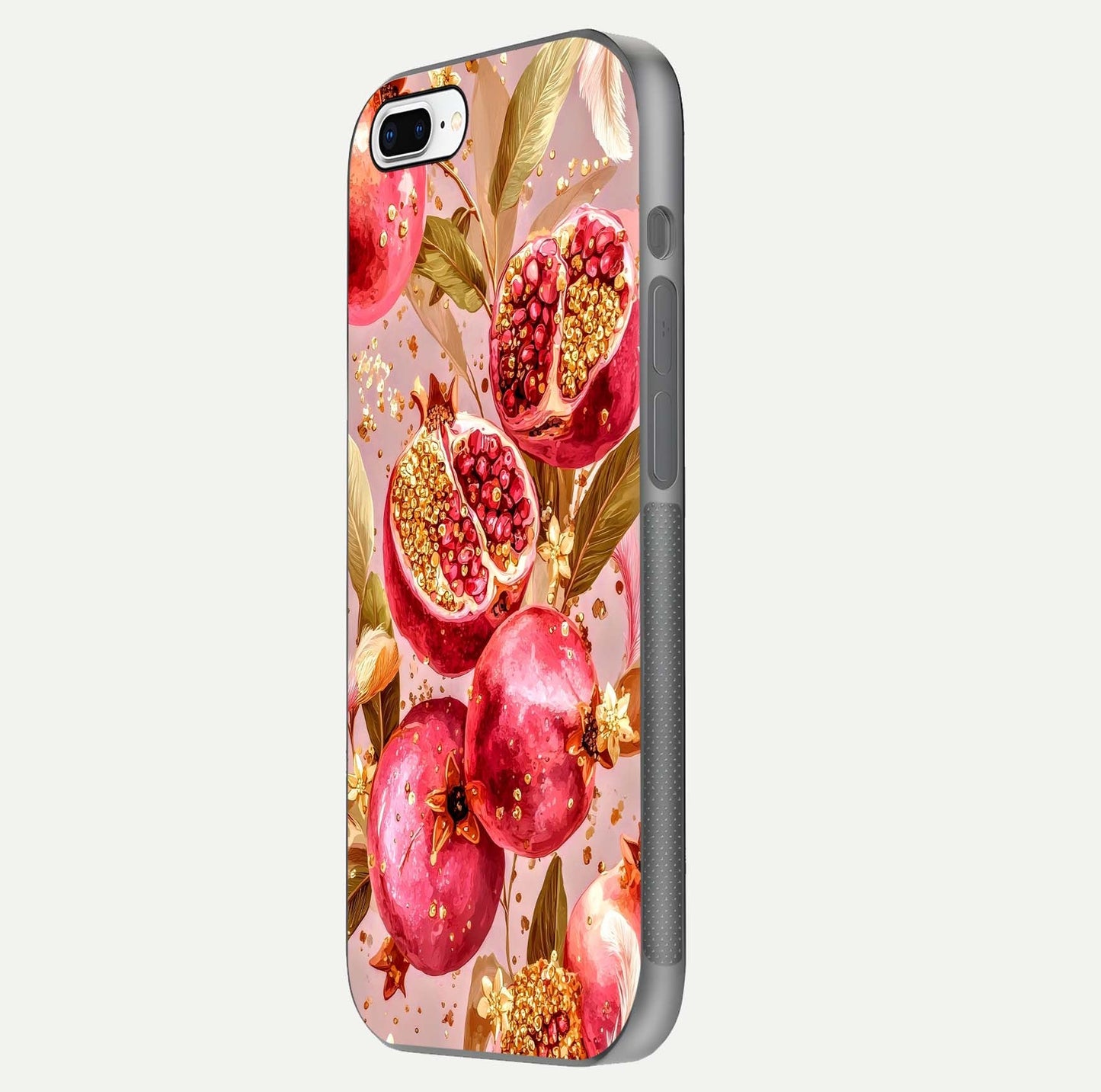 Golden Bloom Glow Glass Case for iPhone 7 Plus side-angle image showing light reflection, gloss texture, and rich tone