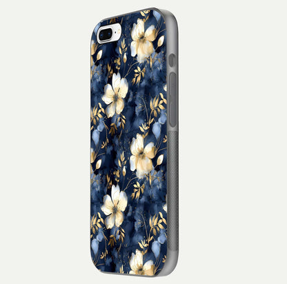 Golden Midnight Bloom Glass Case for iPhone 7 Plus side-angle image showing shine depth and elegant edge design