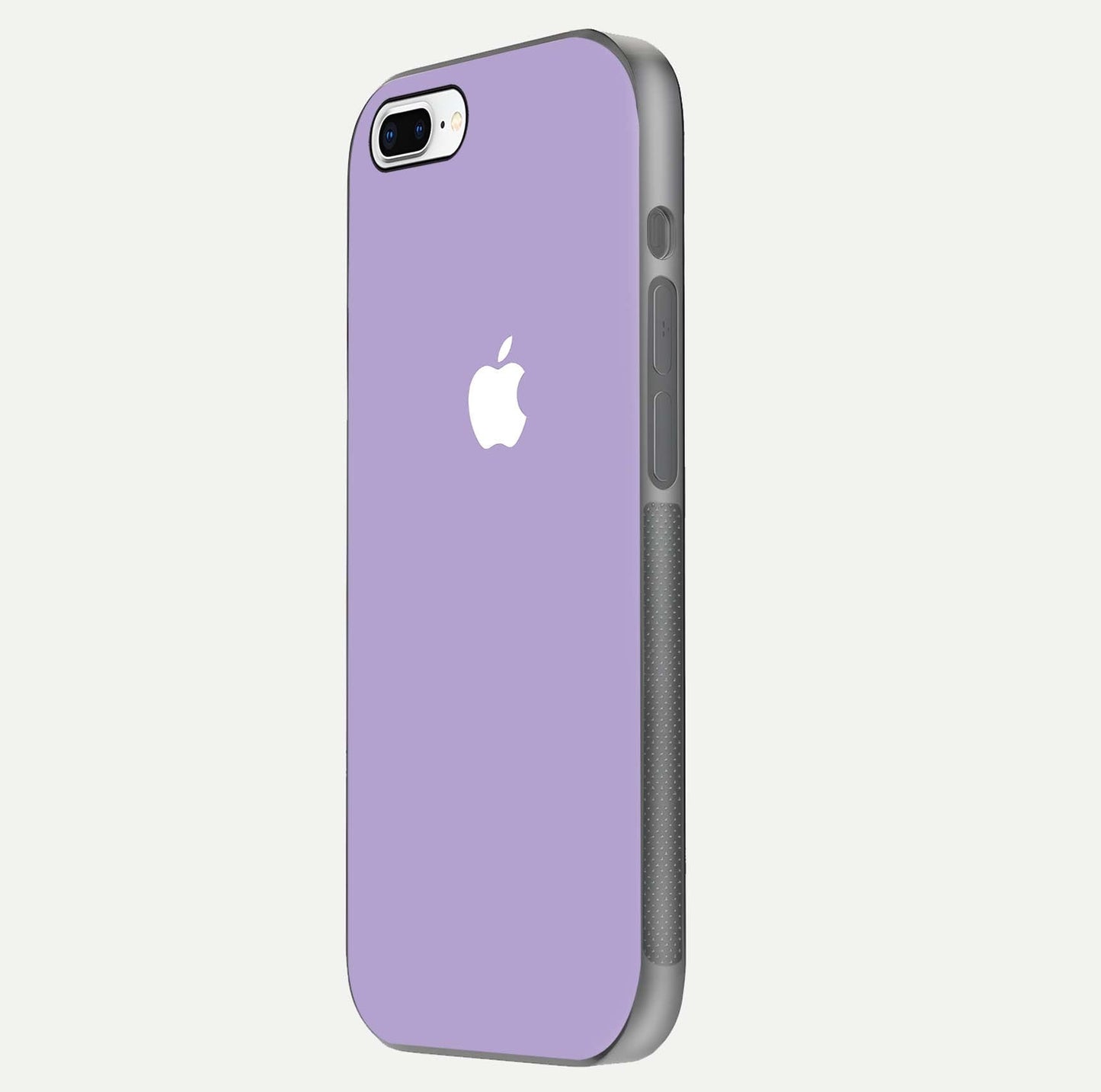 Lavender Soft Minimal Glass Case for iPhone 7 Plus side-angle image showing smooth reflection and minimal look