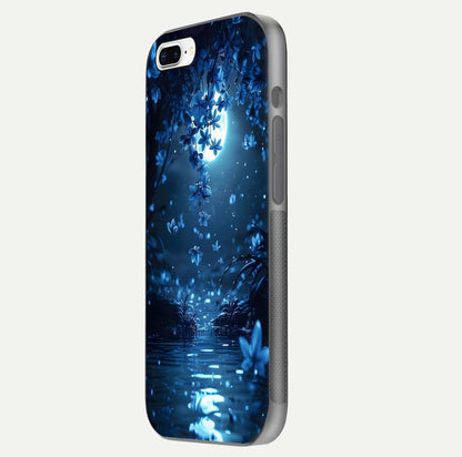 Moonlight Petal Dream Glass Case for iPhone 7 Plus side-angle image showing reflection and petal detail