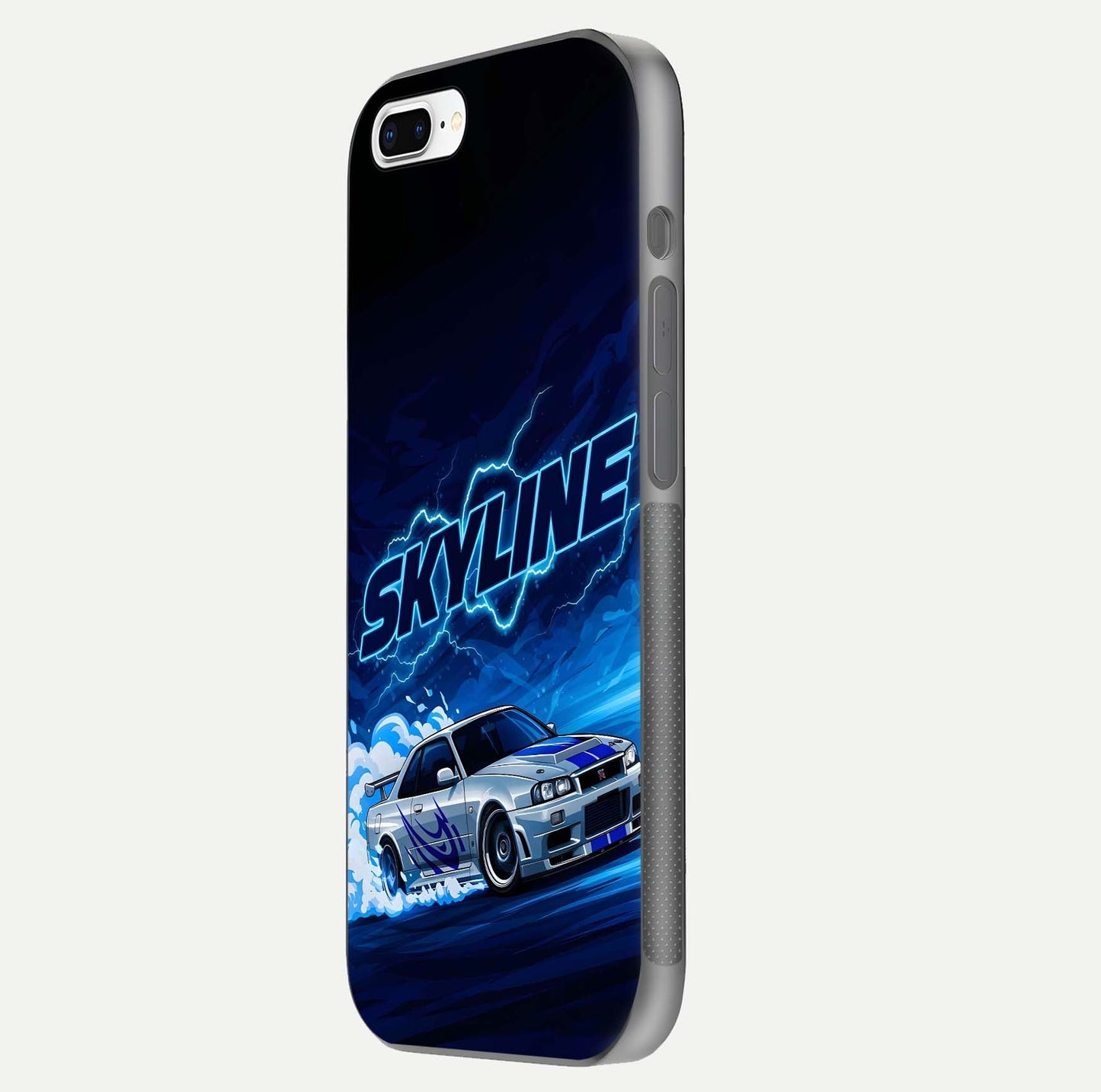 Neon Drift Beast Glass Case for iPhone 7 Plus side-angle image showing reflection depth and bold neon tones