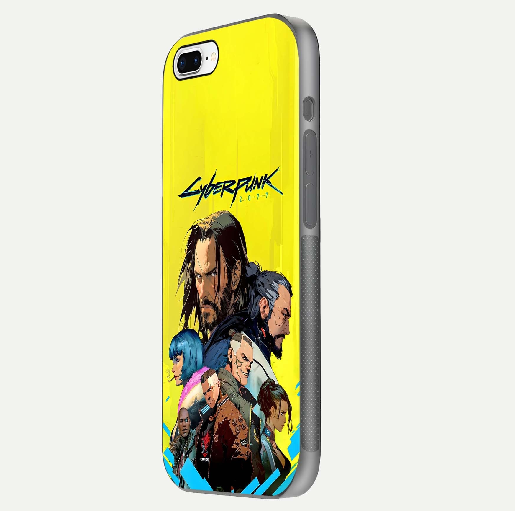 Neon Rebel Genesis Glass Case for iPhone 7 Plus side-angle image showing gloss surface and sharp neon tone