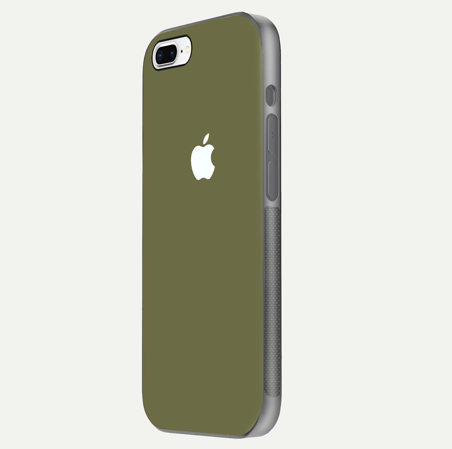 Olive Matte Essence Glass Case for iPhone 7 Plus side-angle image showing soft hue and elegant smooth surface