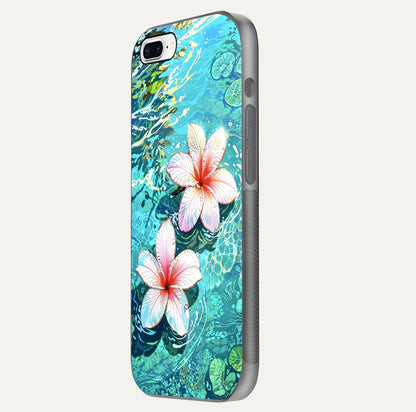 Pink Flowers in Water Glass Case for iPhone 7 Plus side-angle image showing reflection and depth of detail