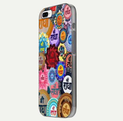 Radha Divine Bloom Glass Case for iPhone 7 Plus side-angle image showing shine, reflection, and floral motif