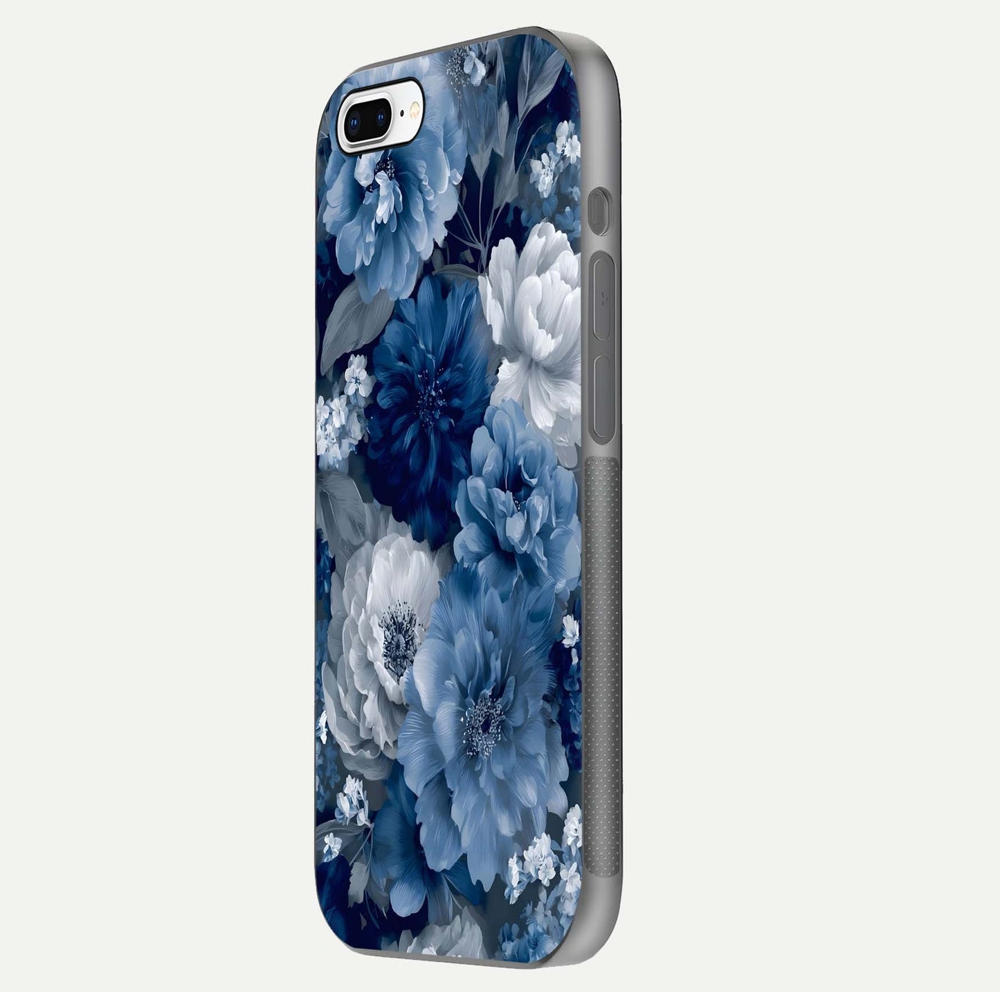 Royal Bloom Garden Glass Case for iPhone 7 Plus side-angle image showing floral pattern, edges, and reflection