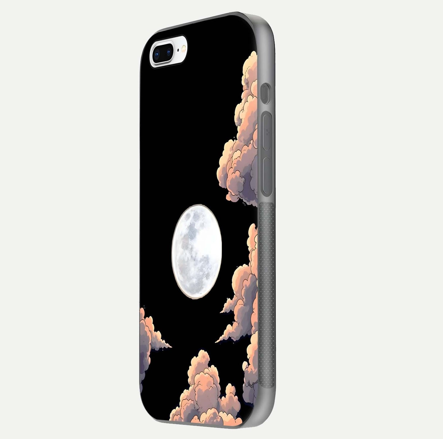 Shade Cloud Moon Glass Case for iPhone 7 Plus side-angle image showing reflection and night-sky detail