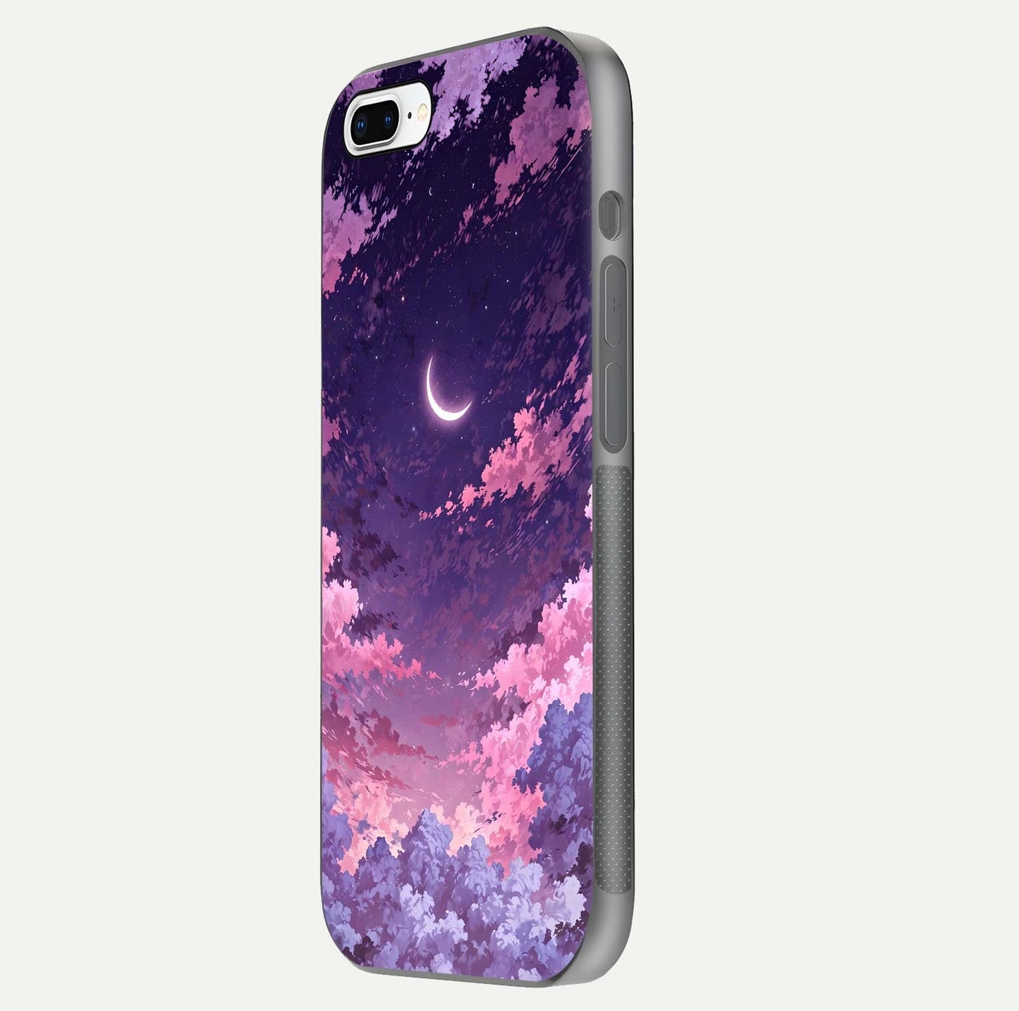 Sky Drift Clouds Glass Case for iPhone 7 Plus side-angle image showing reflection, blue tones, and soft gradient