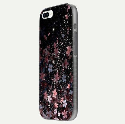 Starlit Flower Dreams Glass Case for iPhone 7 Plus side-angle image showing shine, edge detail, and floral contrast
