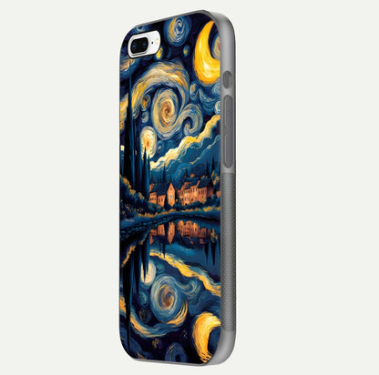 Starry Sky Serenity Glass Case for iPhone 7 Plus side-angle image showing reflection and night-sky detail