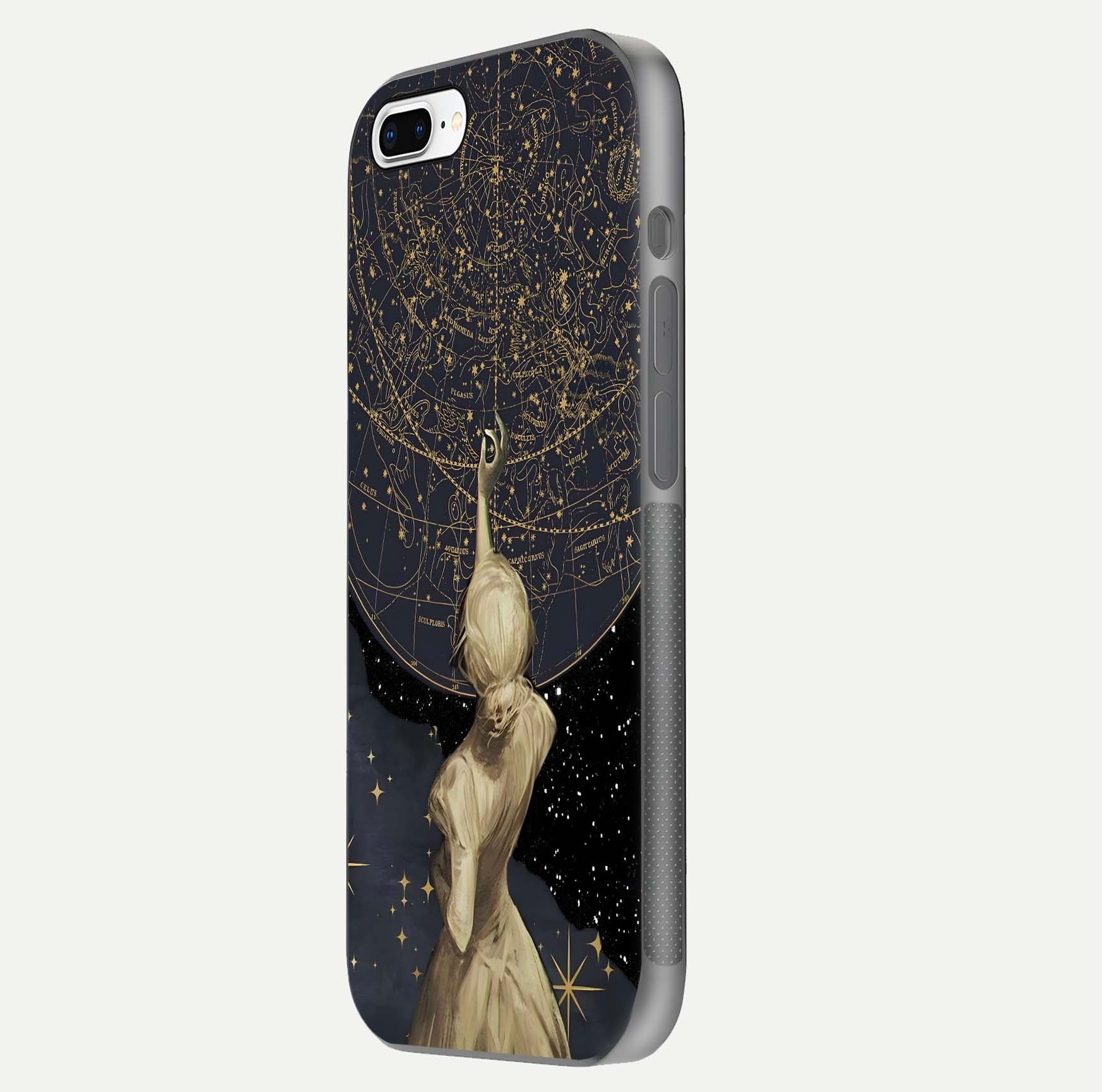 Taylor Swift Girl Glass Case for iPhone 7 Plus side-angle image showing glossy surface and color tone