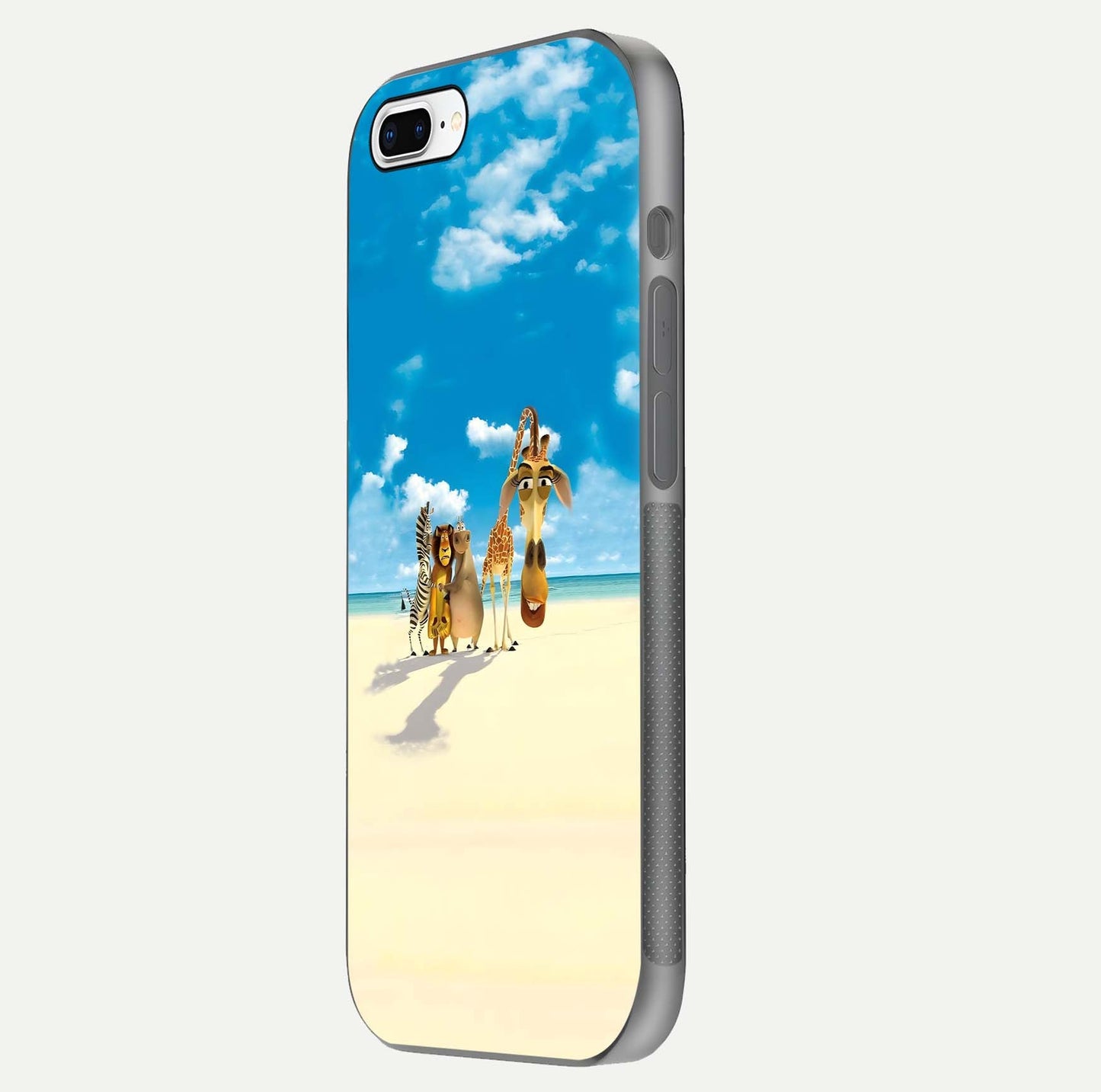 Tropical Fun Squad Glass Case for iPhone 7 Plus side-angle image showing shine, color depth, and surface gloss