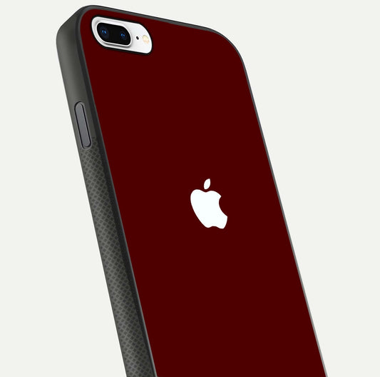 Apple Crimson Core Glass Case for iPhone 7 Plus close-up angle showing deep crimson tone and HD glass reflection