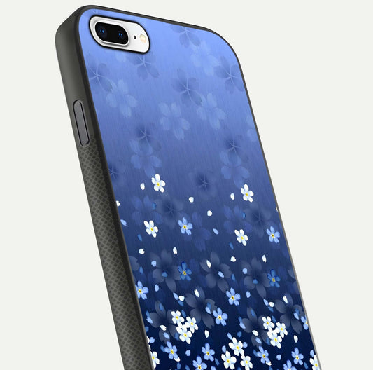 Blue Starry Glass Case for iPhone 7 Plus close-up image highlighting sparkle details and midnight blue gradient