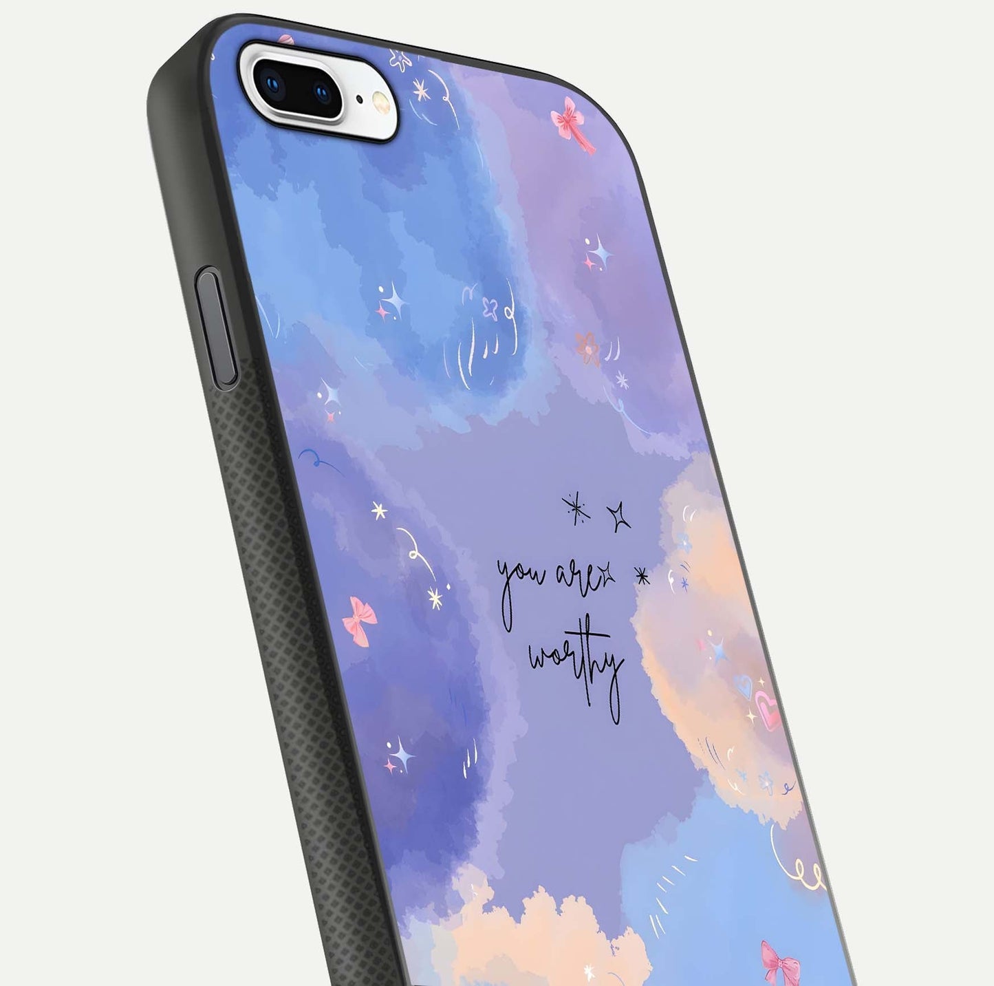 Celestial Cloud Magic Glass Case for iPhone 7 Plus close-up highlighting smooth gradient and gloss surface