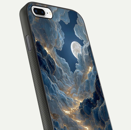 Celestial Cloud Road Glass Case for iPhone 7 Plus close-up view showing road gradient and cloud reflection shine