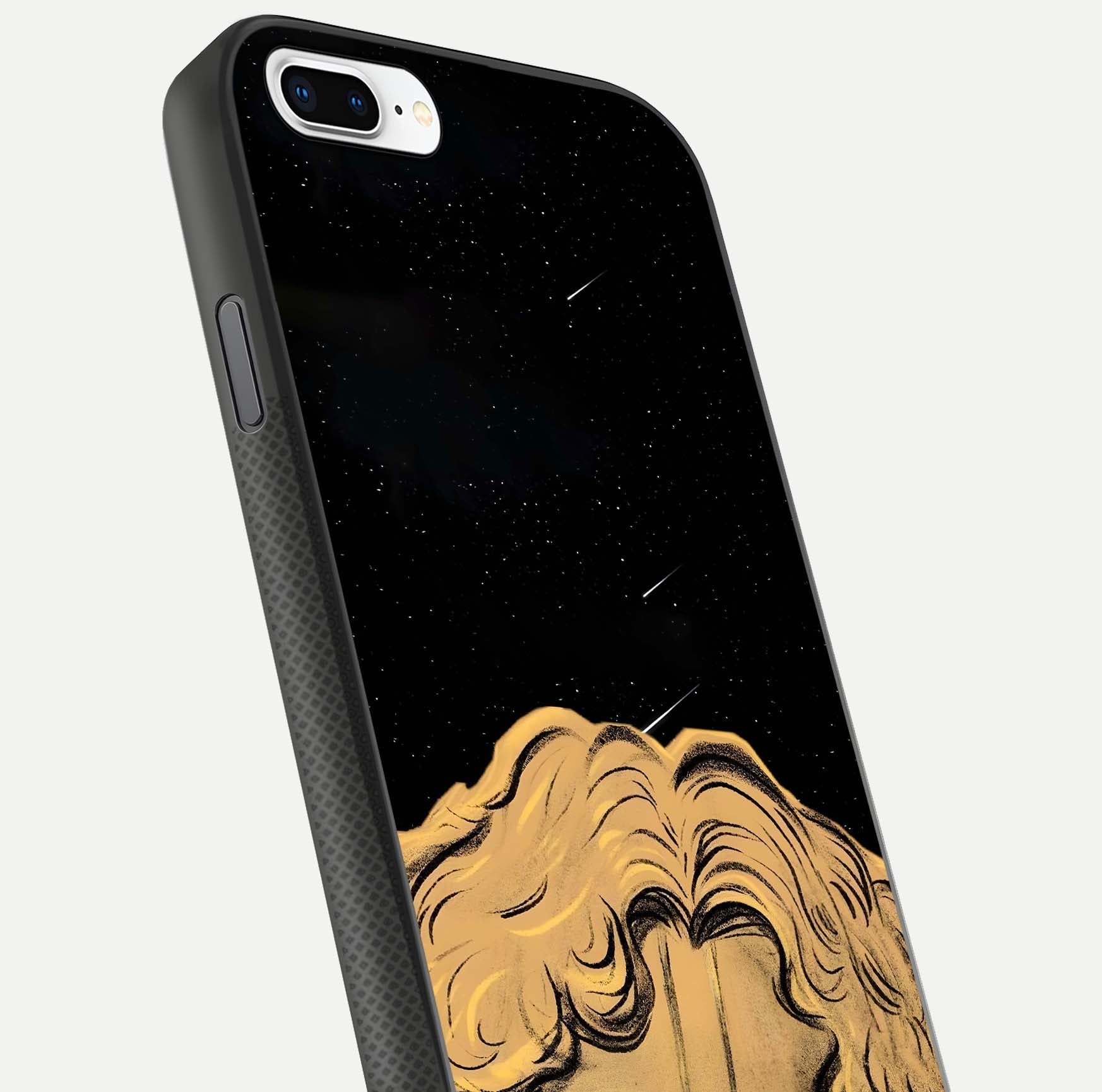 Celestial God’s Plan Glass Case for iPhone 7 Plus close-up angled shot highlighting celestial details and reflection