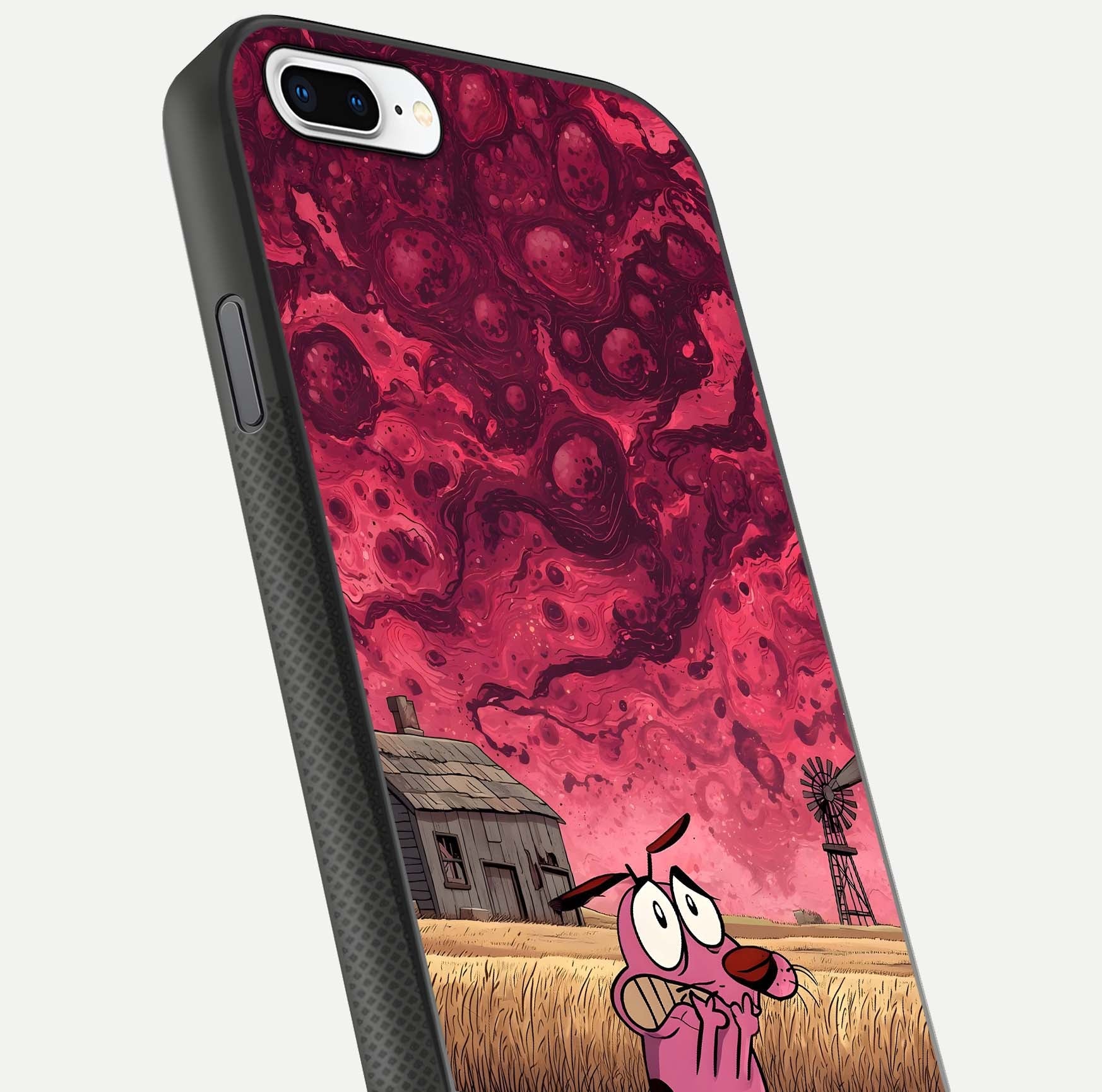 Courage Under Sky Glass Case for iPhone 7 Plus close-up highlighting typography and HD reflection
