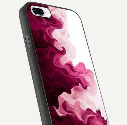 Crimson Wave Flow Glass Case for iPhone 7 Plus close-up highlighting flow texture and reflection tone