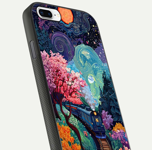 Digital Art Glass Case for iPhone 7 Plus close-up highlighting brush-stroke details and reflection polish