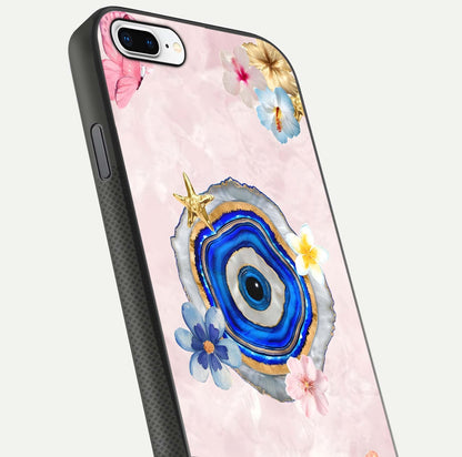 Divine Aura Bloom Glass Case for iPhone 7 Plus close-up highlighting flower glow and reflection tone
