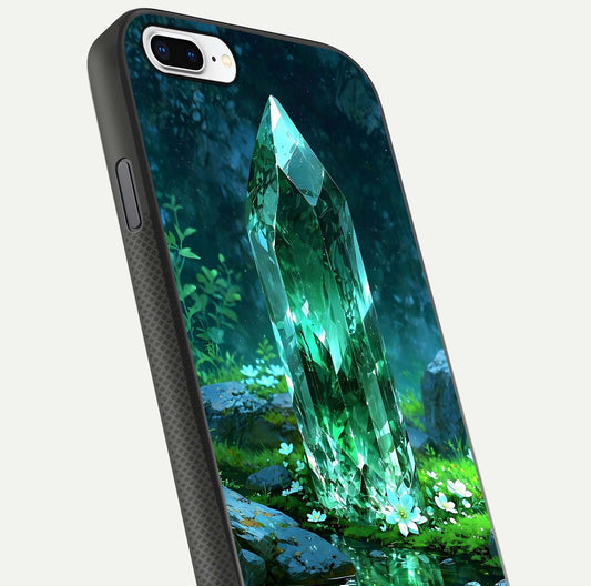 Emerald Light Crystal Glass Case for iPhone 7 Plus close-up highlighting crystal texture and reflection glow