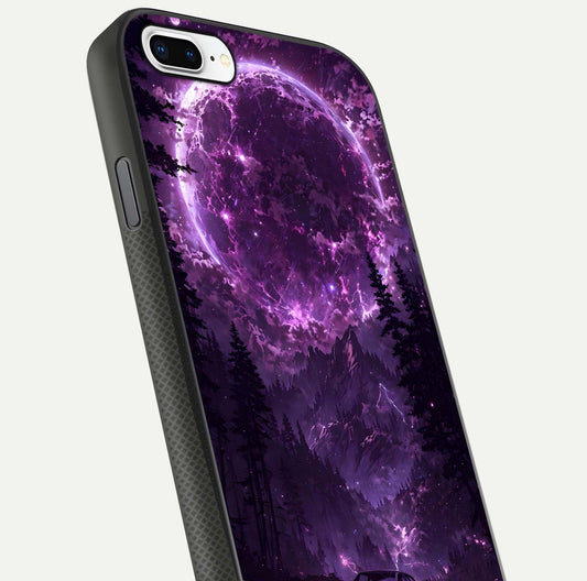 Eternal Cosmic Drive Glass Case for iPhone 7 Plus close-up highlighting cosmic lights and reflection depth