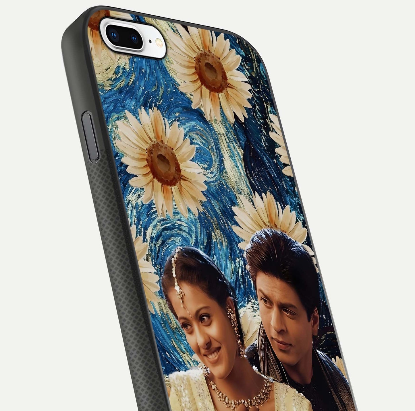 Eternal Love Story Glass Case for iPhone 7 Plus close-up highlighting couple detail and light reflection