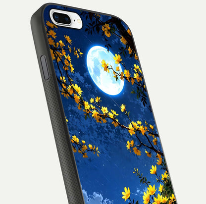Golden Night Glow Glass Case for iPhone 7 Plus close-up angled shot showing shimmer texture and light reflection