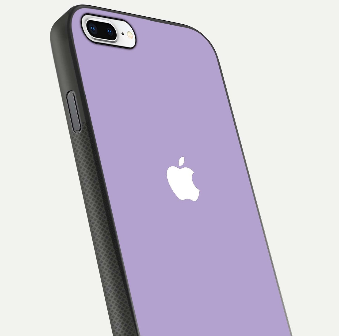 Lavender Soft Minimal Glass Case for iPhone 7 Plus close-up angled shot showing clean color texture and shine