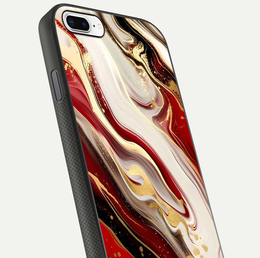 Red & White Marble Glass Case For iPhone 7 Plus