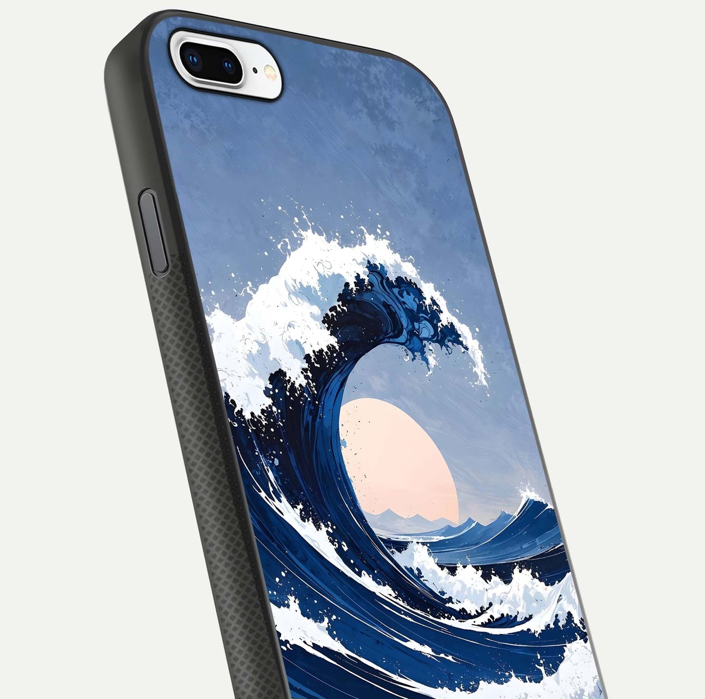 Rising Tide Power Glass Case for iPhone 7 Plus close-up angled shot highlighting water motion and reflection