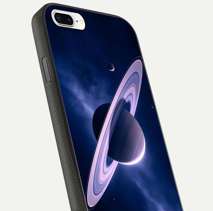 Saturn Ring Mystique Glass Case for iPhone 7 Plus close-up angled shot highlighting ring detail and HD reflection