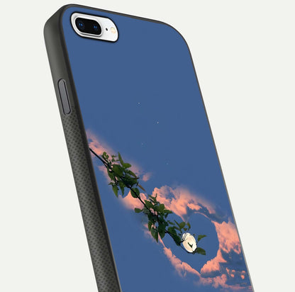 Sky Under Tree Glass Case for iPhone 7 Plus close-up angled shot highlighting detail, color, and reflection