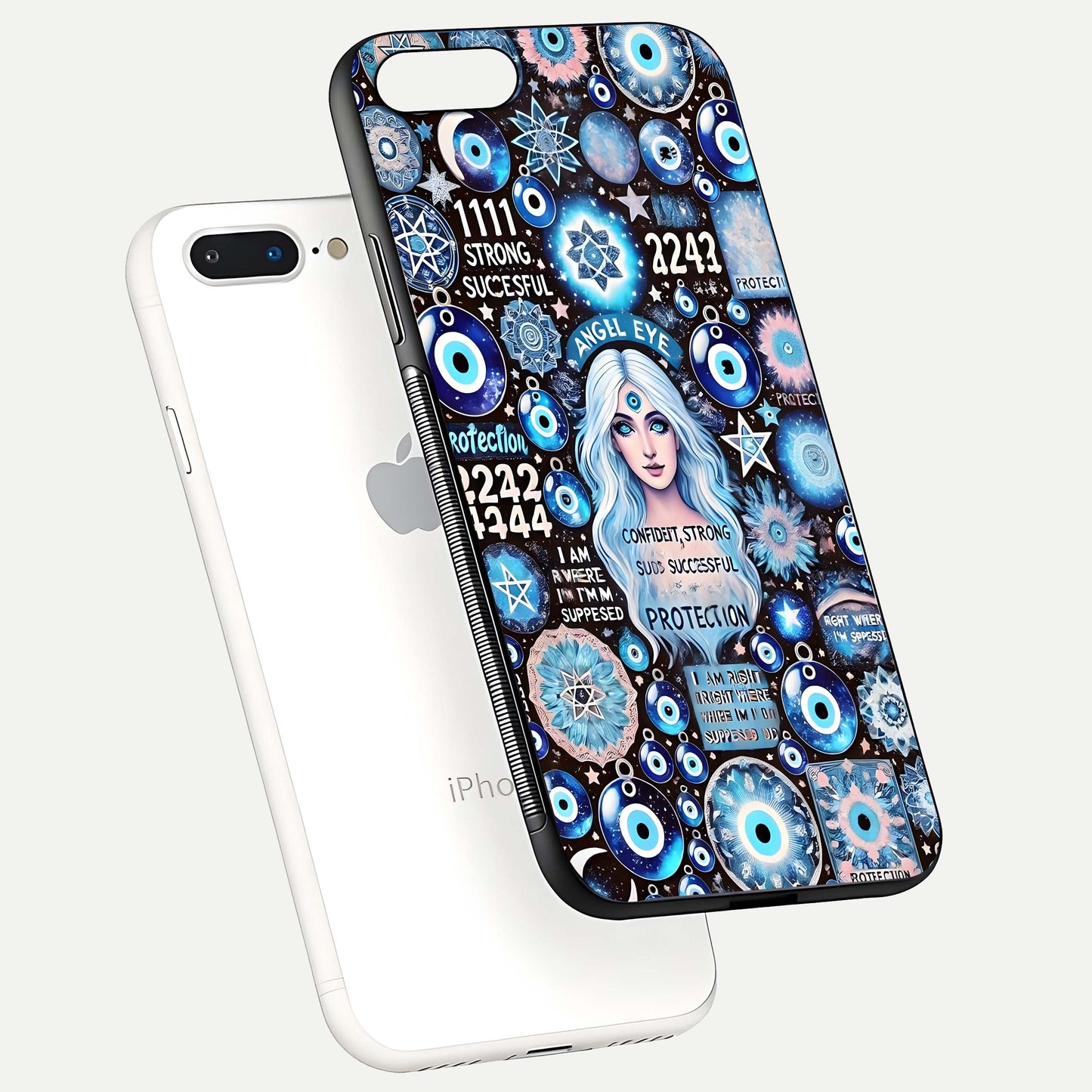 Angel Aura Shield Glass Case for iPhone 16 Pro floating angle showing light reflection and protective edge structure