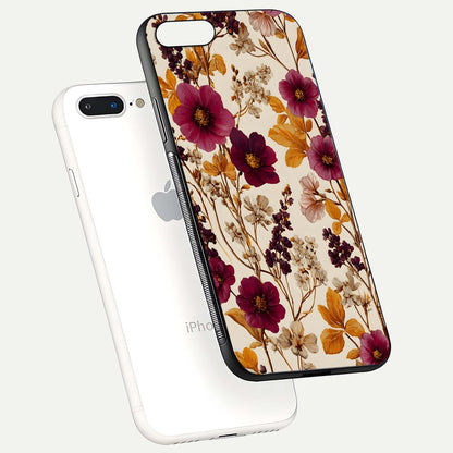 Autumn Wine Bloom Glass Case for iPhone 16 Pro floating mockup with premium floral gradient and protection edge