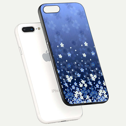 Blue Starry Glass Case for iPhone 7 Plus floating mockup capturing cosmic tone and HD gloss texture