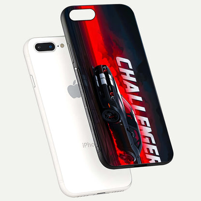 Crimson Challenger Fury Glass Case for iPhone 7 Plus floating mockup showing HD gloss and sleek shine