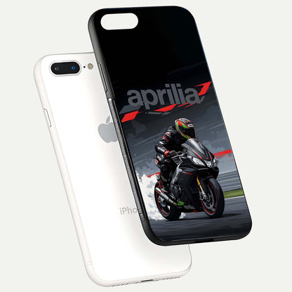 Dark Aprilla Glass Case for iPhone 7 Plus floating mockup showing glossy contrast and texture clarity