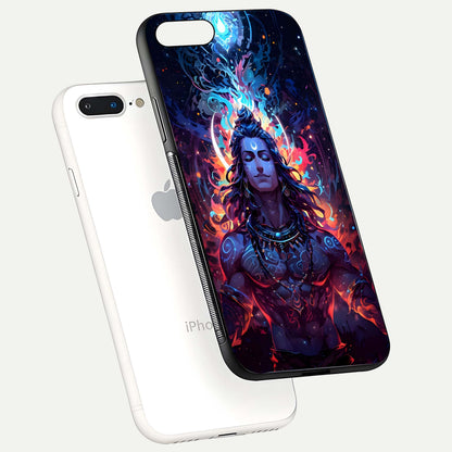 Divine Fire Shiv Glass Case for iPhone 7 Plus floating mockup showing glow texture and gloss finish