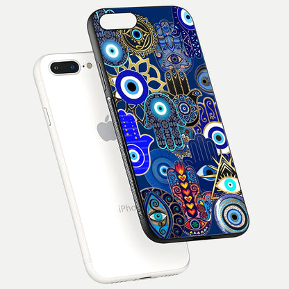 Mystic Palm Guard Glass Case for iPhone 7 Plus floating dual-view mockup showing HD reflection and vivid tone