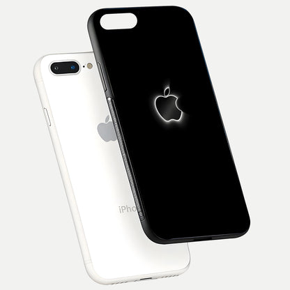 Neon Apple Glow Glass Case for iPhone 7 Plus floating dual-view mockup showing HD shine and modern look
