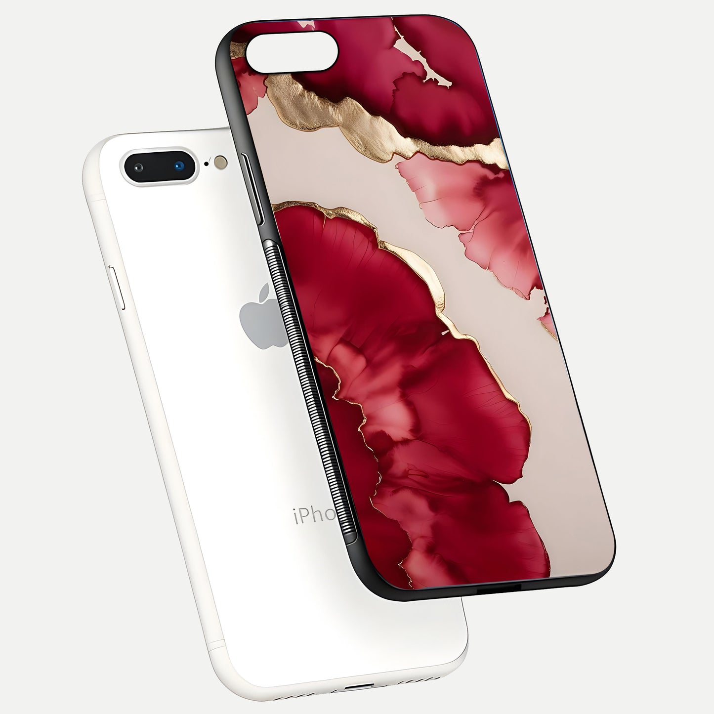 Pink & White Marble Glass Case For iPhone 7 Plus
