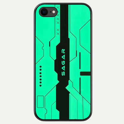 Aqua Tech CYBERPUNK Custom Name Glass Case For iPhone 16 Pro by Custom World