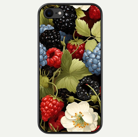 Berry Bloom Charm Glass Case For iPhone 8 by Custom World