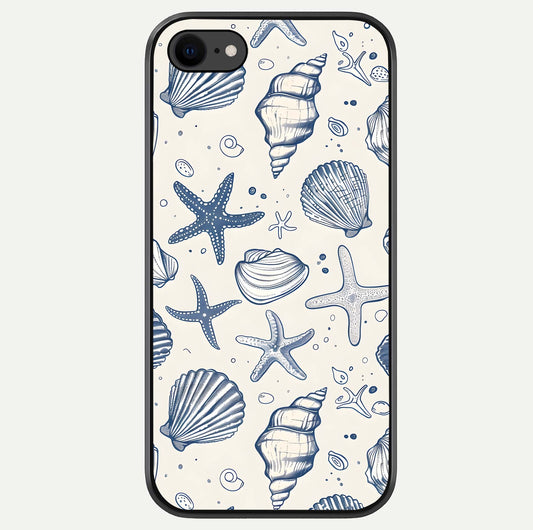 Blue Ocean Outline Glass Case For iPhone 8 by Custom World