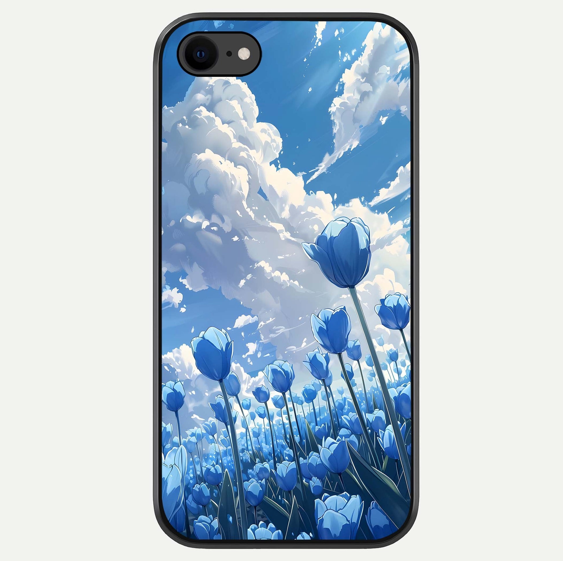 Blue Tulip Clouds Glass Case For iPhone 8 by Custom World