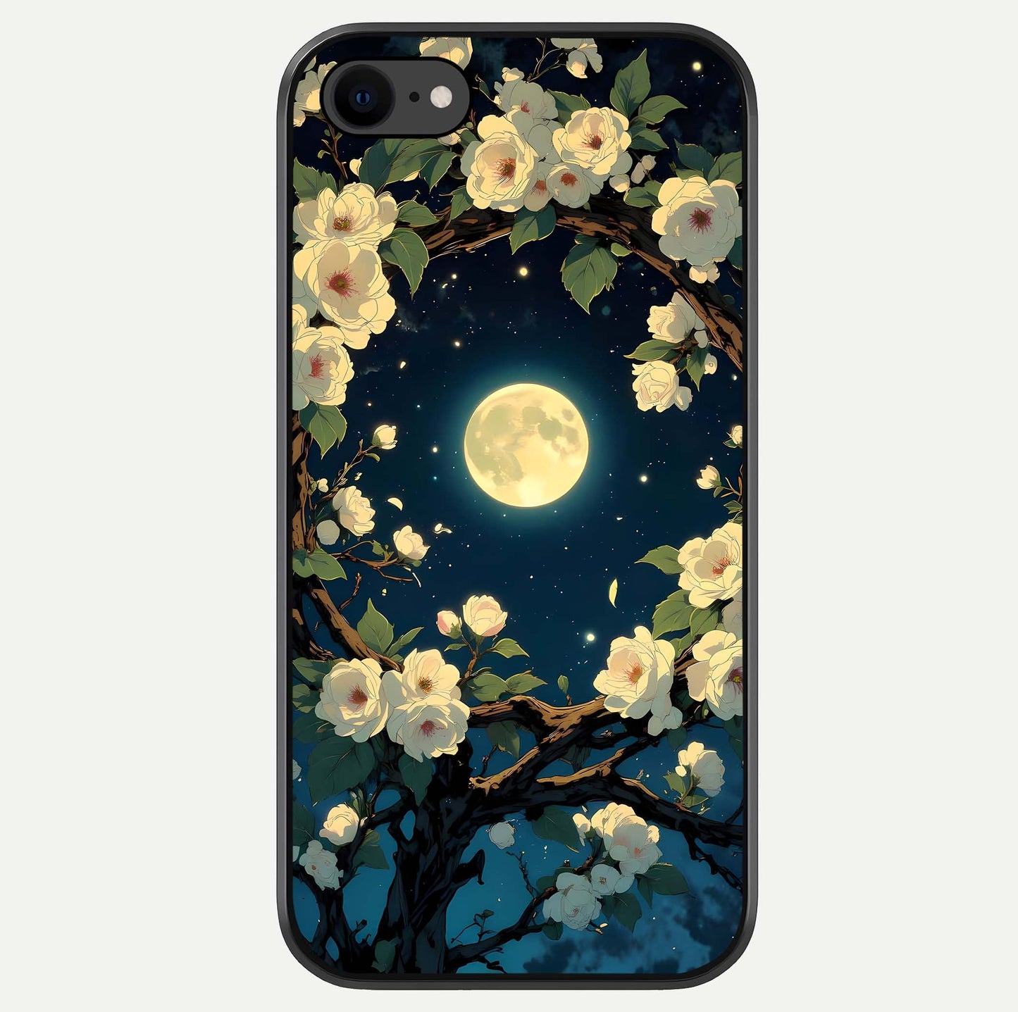 Celestial Moon & Flower Glass Case For iPhone 8 by Custom World